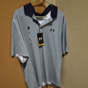 Under Armour Men's Navy and White Polo Shirt